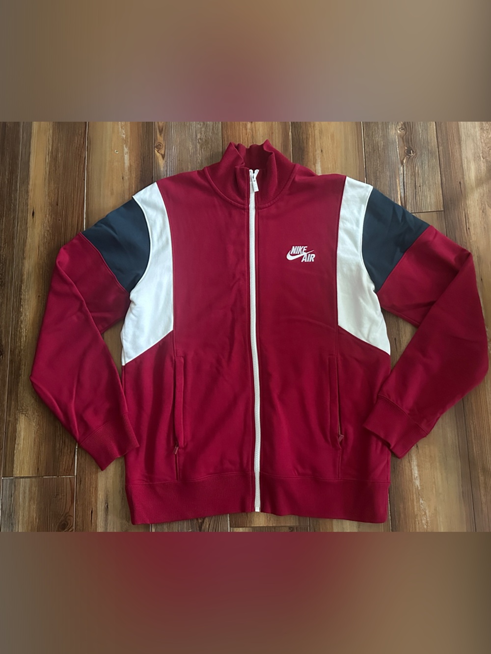 Nike Vintage Red, White & Navy Colorblock Full-Zip Track Jacket Large